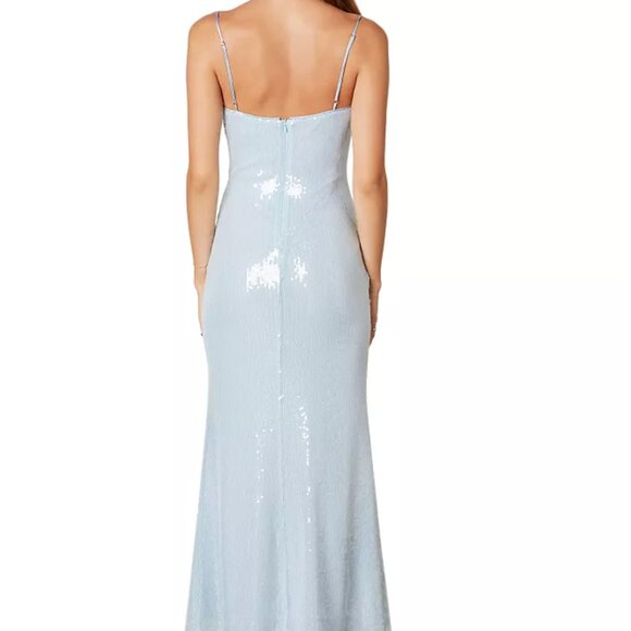 NIA Hawk Sequin Lace Up Dress in Baby Blue - Picture 3 of 6